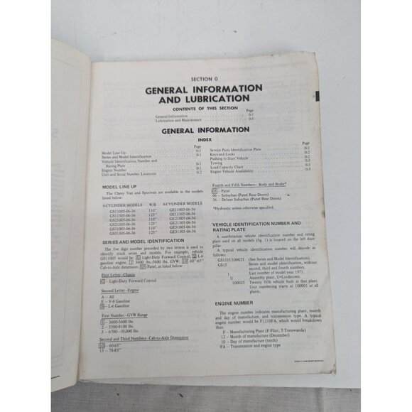 Chevy Van Sport Van Service Manual Series 10-30 1971 ST 140-71 - Picture 6 of 10